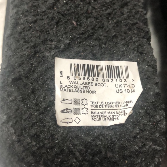 Clarks Wallabee Black Quilted Boots size 10 - Picture 9 of 12